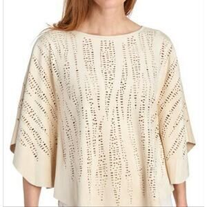 Alberto Makali Laser Cut Vegan Suede Poncho Sleeve Blouse Size Medium